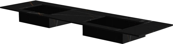 TABLET KERAMISCH MARMER PURO DUBBELE LAVABO S B180 H1,2 +KRAANGATEN BAMBOO BLACK