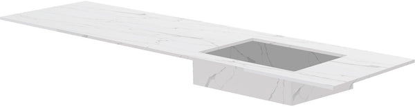 TABLET KERAMISCH MARMER PURO LAVABO S RECHTS B180 H1,2 ZONDER KRAANGAT WHITE CALACATTA
