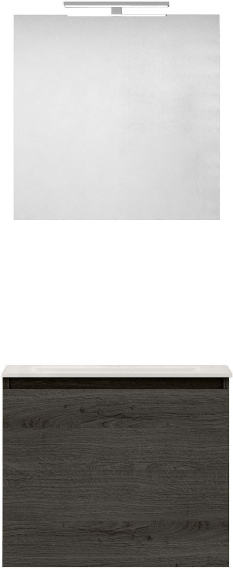Meubel form 60CM Solo 1 lade kunstmarmer +spiegel graphit eik