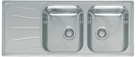 Inbouw spoeltafel diplomat Eco reginox 2 bakken+verlek 116X50 Rvs