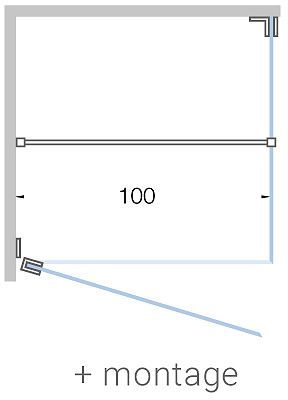 Draaideur+zijpaneel hoek close tot 100CM H200CM satijn-inox mat+ montage
