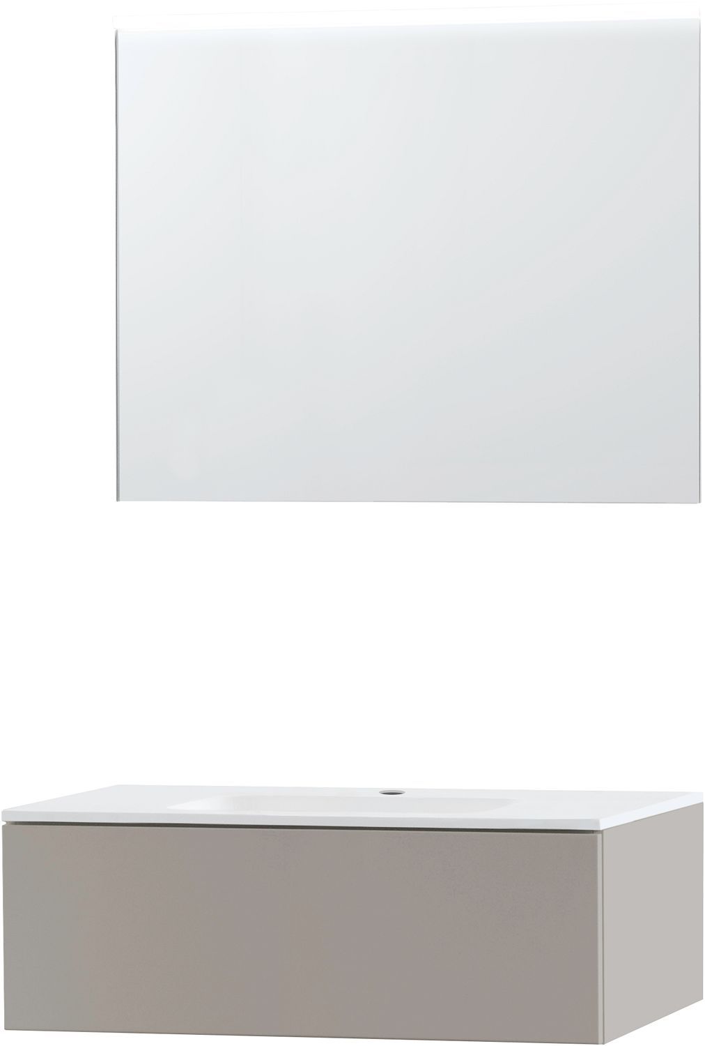 MEUBEL PURO SOLO GRIJS 90 1LADE KUNSTMARMER SPIEGEL