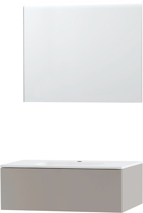 MEUBEL PURO SOLO GRIJS 90 1LADE KUNSTMARMER SPIEGEL