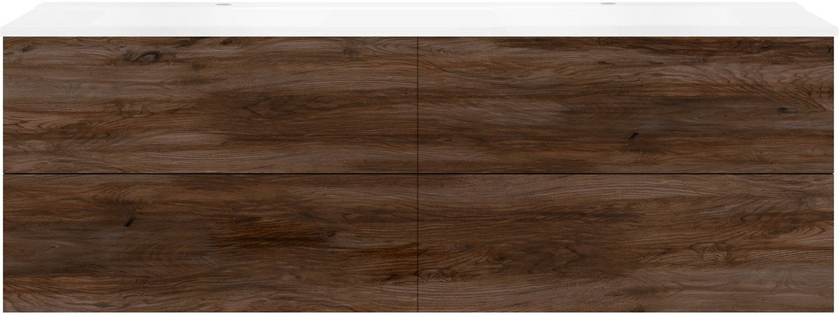 Onderbouw COFFEE 4 lades 180 duo notelaar Decor Fluweel +dubbele wastafel wit
