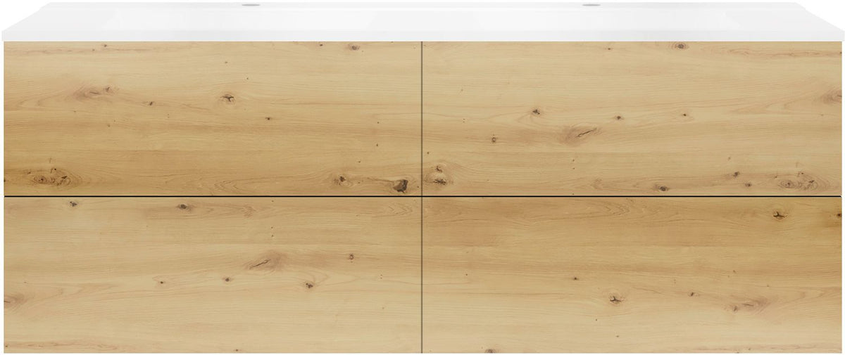 Onderbouw COFFEE 4 lades 160 duo eiken Decor urban +dubbele wastafel mat wit