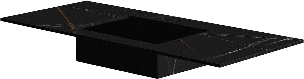 TABLET KERAMISCH MARMER PURO LAVABO S CENTRAAL B120 H1,2 1KRAANGAT BAMBOO BLACK
