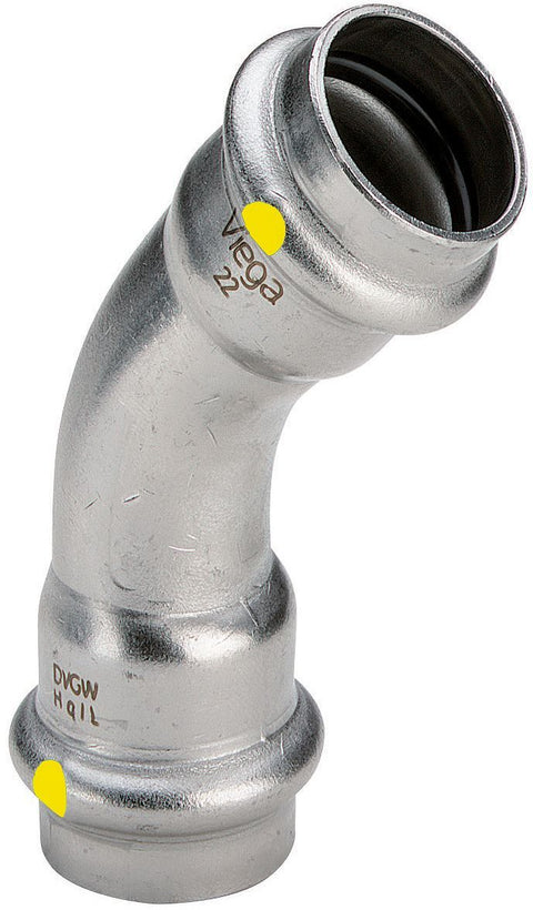 Elleboog 45°FF 15MM sanpress inox gas Viega