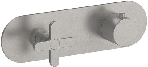 Afwerkset thermostaat+omsteller icona classic horizontaal raw metal pvd