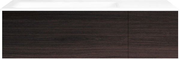 SOUS MEUBLE COFFEE 2 TIROIRS 110 CHENE DECOR MOKKA +LAVABO GAUCHE PORCEL.SNS TROU ROBINET BLANC