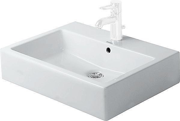 Vrijstaande opbouw lavabo vero Duravit 500X470MM +kraangat/overloop wit