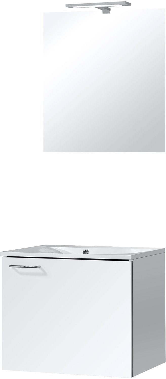 Meubel bizzy 60/60 met spiegel 60 met verlichting wit