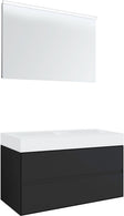 MEUBLE 2 TIROIRS POUR TABLET PURO 2 LAVABOS TENSO 120CM GRIS AVEC MIROIR