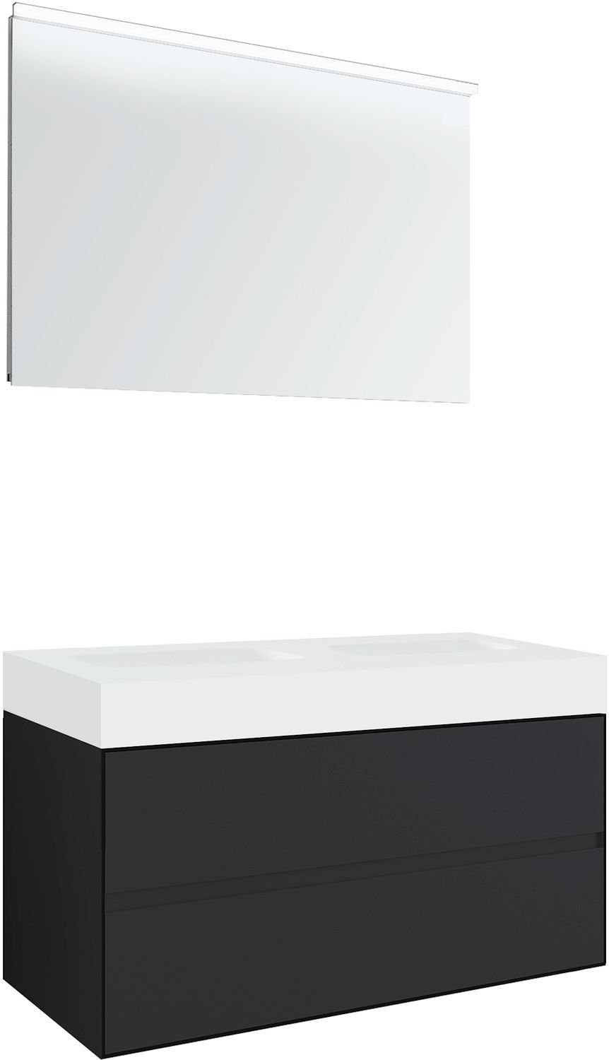 MEUBEL 2LADES VOOR TABLET PURO 2 LAVABOS TENSO 120CM GRIJS MET SPIEGEL