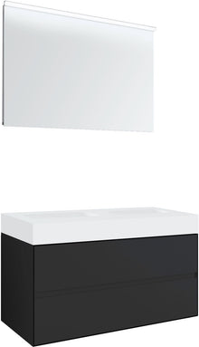 MEUBLE 2 TIROIRS POUR TABLET PURO 2 LAVABOS TENSO 120CM GRIS AVEC MIROIR