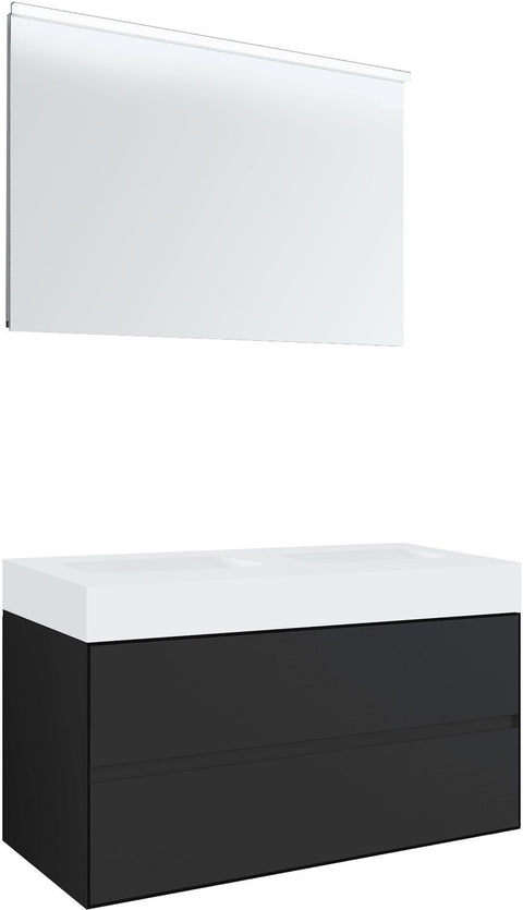 MEUBEL 2LADES VOOR TABLET PURO 2 LAVABOS TENSO 120CM GRIJS MET SPIEGEL