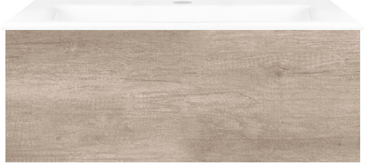 Onderbouw COFFEE 1 lade 80 eiken Decor flanel +wastafel porselein wit
