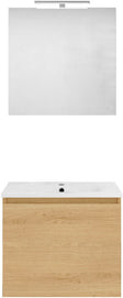 MEUBLE FORM 60CM SOLO 1 TIROIR PORCELAINE +MIROIR CHENE NORDIC