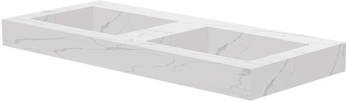 Tablet Keramisch MARMER puro dubbel lavabo S B120 H10 zonder kraangat white calacatta