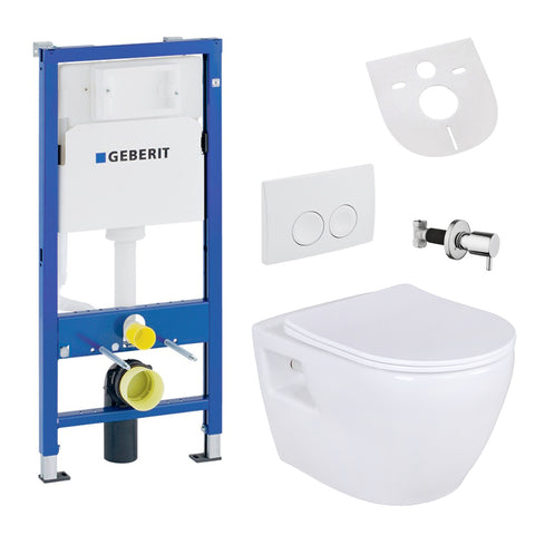 Hangdouche wand-wc Taharet toilet afsluitkraan passend voor Geberit UP100 inbouwelement - Wit, wc-packs — SKU MB-19389-22916, EAN 5404029122111