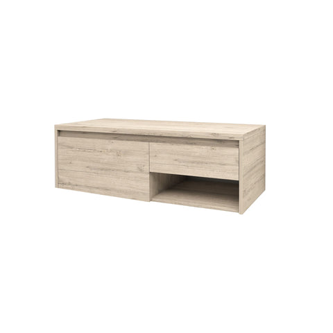 BELVIT TOCANTINS Wastafelonderkast badkamer wastafelmeubel 120cm licht hout 2 lades Softclose met open vak, wastafelonderkasten — SKU MB-27554-31087, EAN 5404029125952