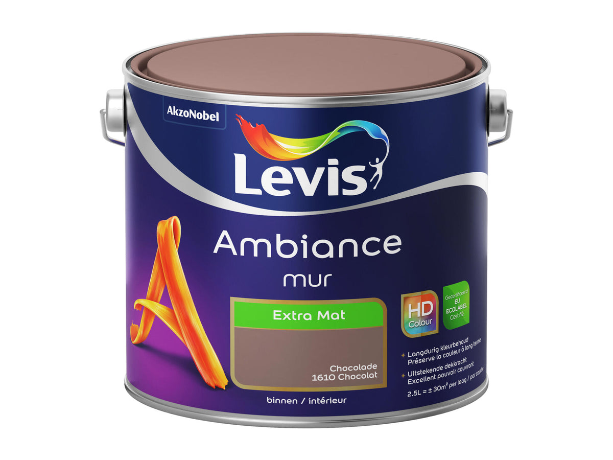 Levis Ambiance muurverf extra mat 2,5l chocolade