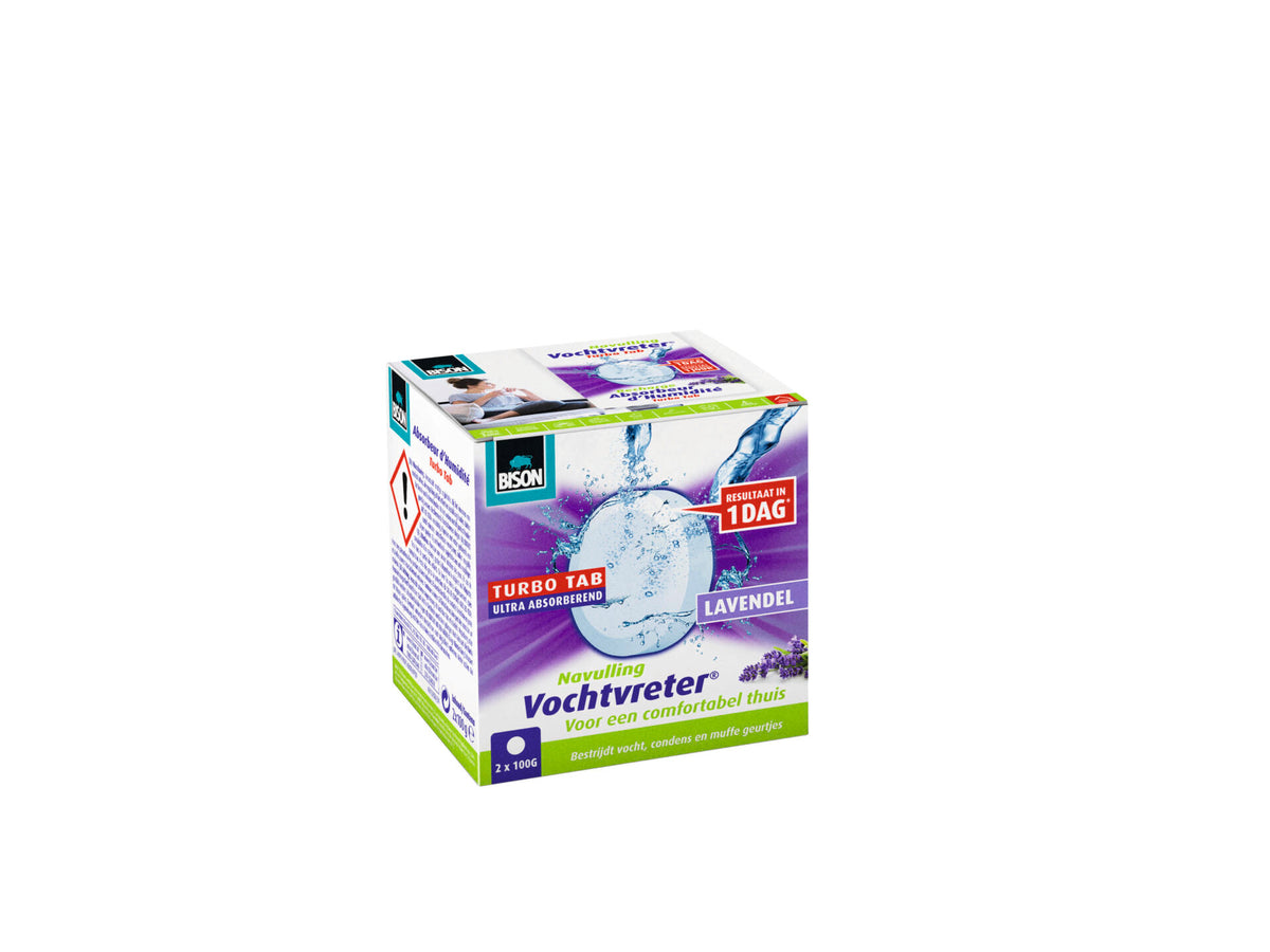 Bison Ambiance turbo navulling vochtvreter lavendel 100g 2 stuks