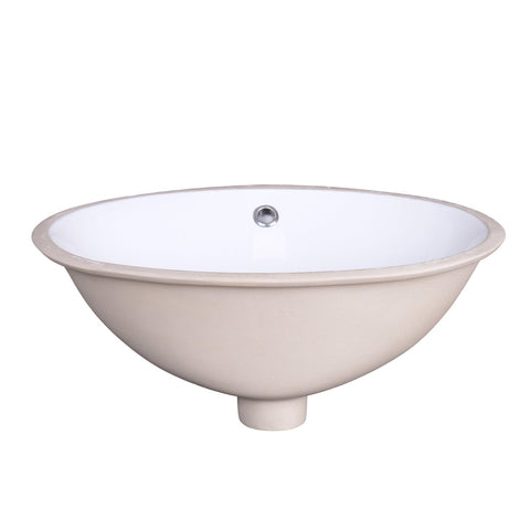 BELVIT moderne inbouwwastafel 48,5 x 38,5 cm Wit ovaal sanitairkeramiek wastafel met overloopset, handenwassers — SKU MB-19053-22580, EAN 5404029101840
