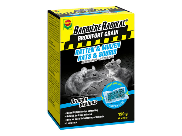 Compo Barrière Radikal Brodifort Grain rats & souris 150g