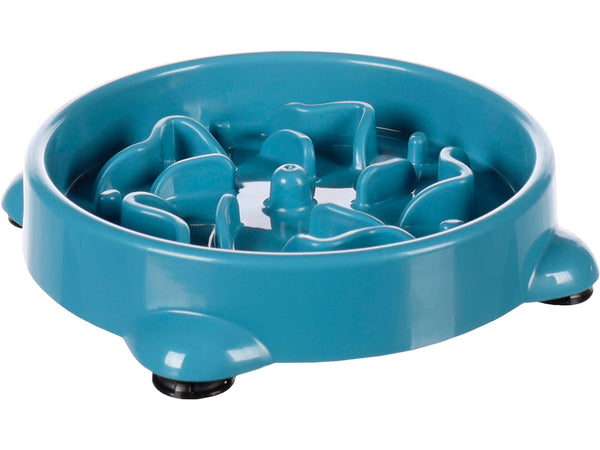 Flamingo Beno slowfeeder eetbak 16x16x3,5 cm 300ml blauw