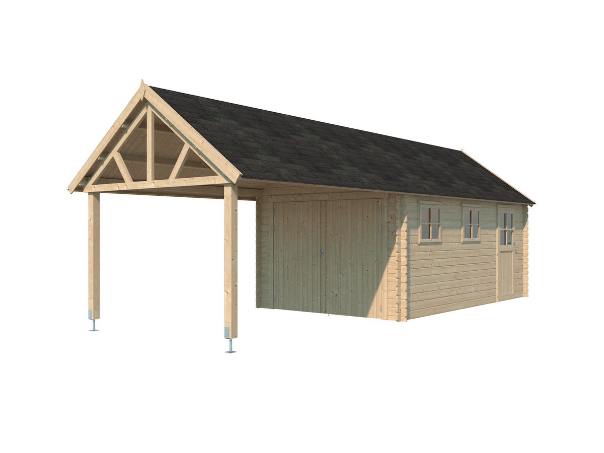 Woodlands Birmingham garage 535x320x328 cm hout + extensie 375cm