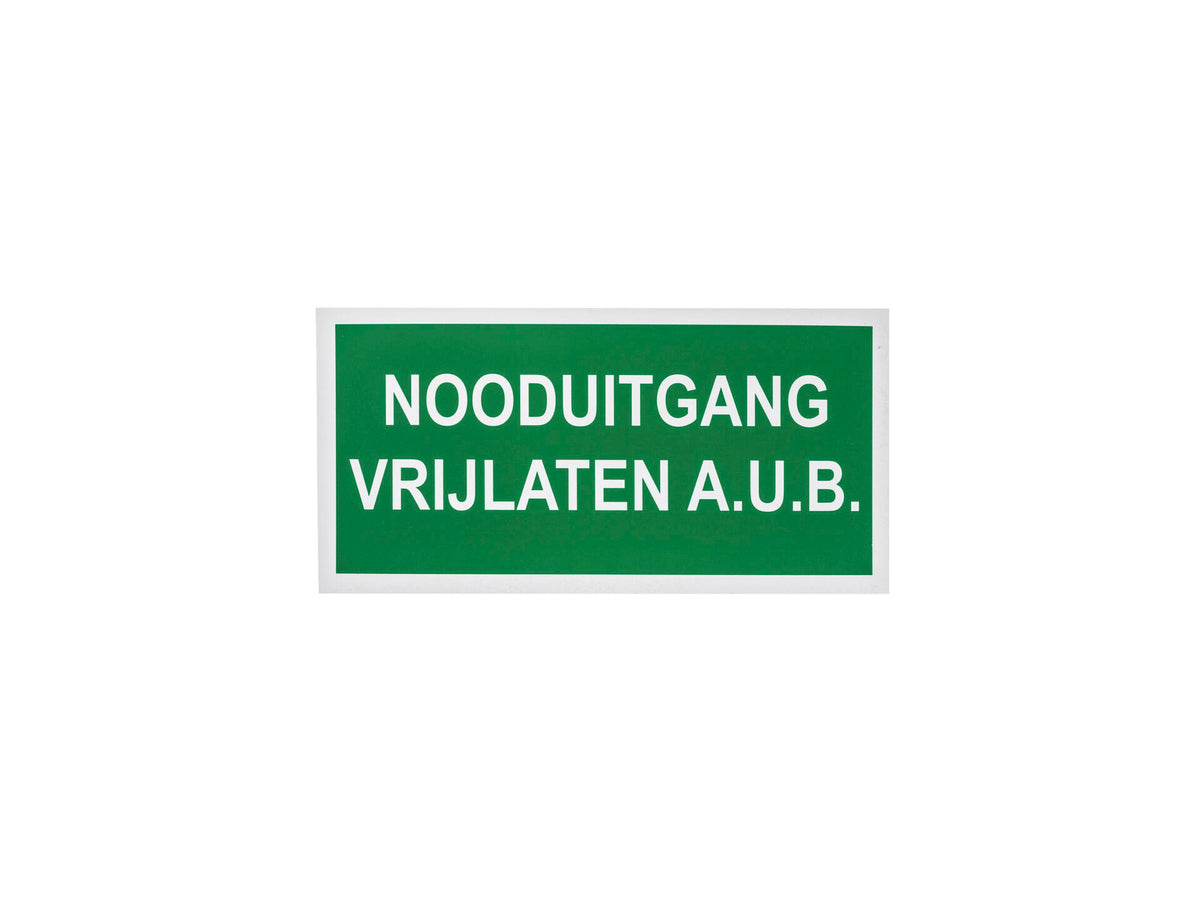 Bord nooduitgang vrijlaten 15x30 cm
