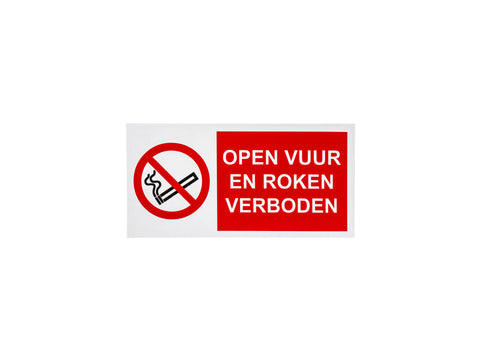 Bord verbod roken en open vuur 15x30 cm