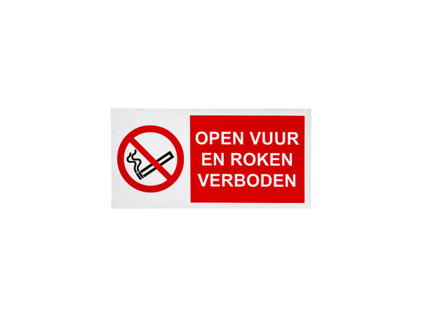 Bord verbod roken en open vuur 15x30 cm