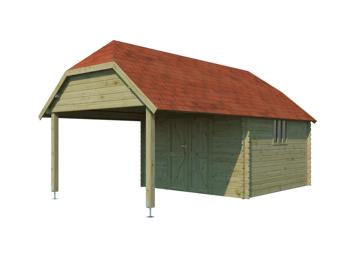 Woodlands Cardiff XL houten tuinhuis 355x650x315 cm blokhut geïmpregneerd