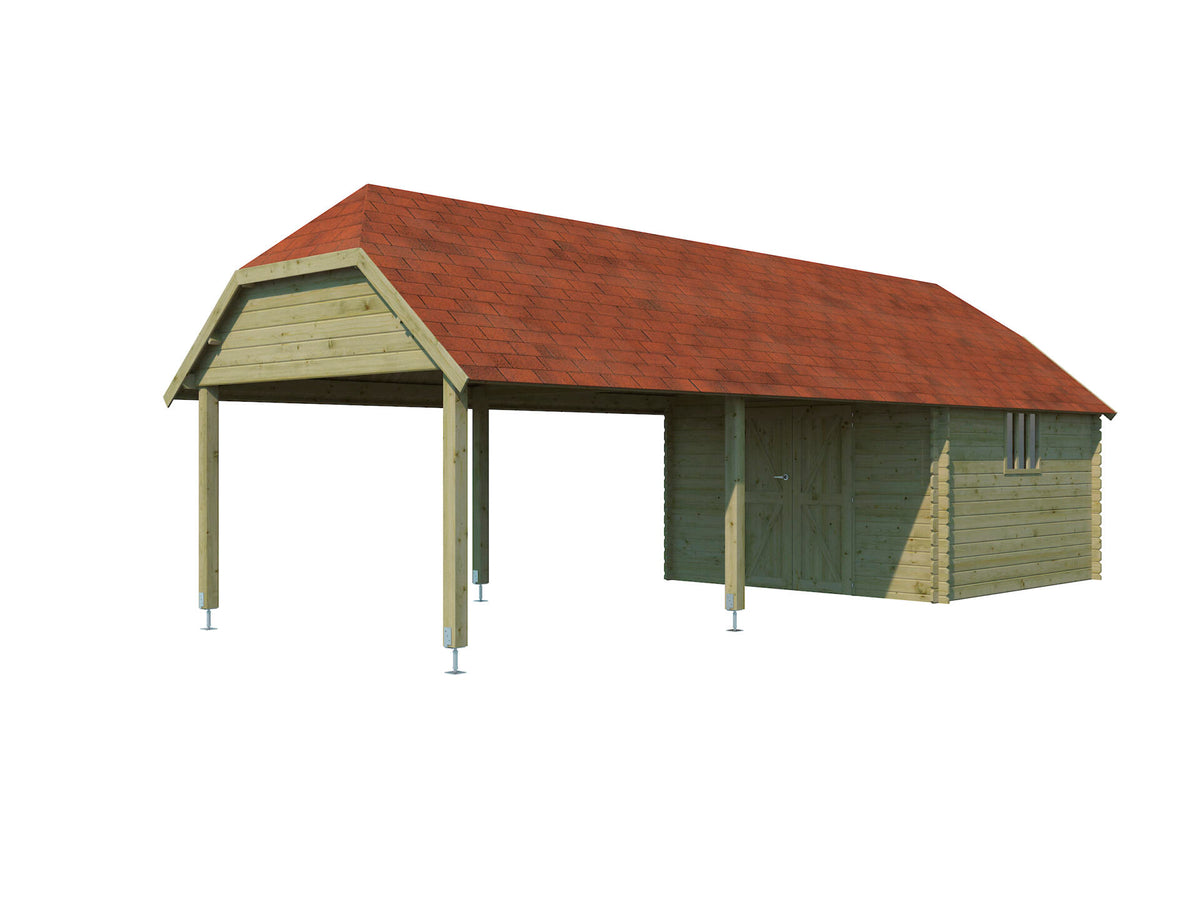 Woodlands Cardiff XXL houten tuinhuis 355x940x315 cm blokhut geïmpregneerd