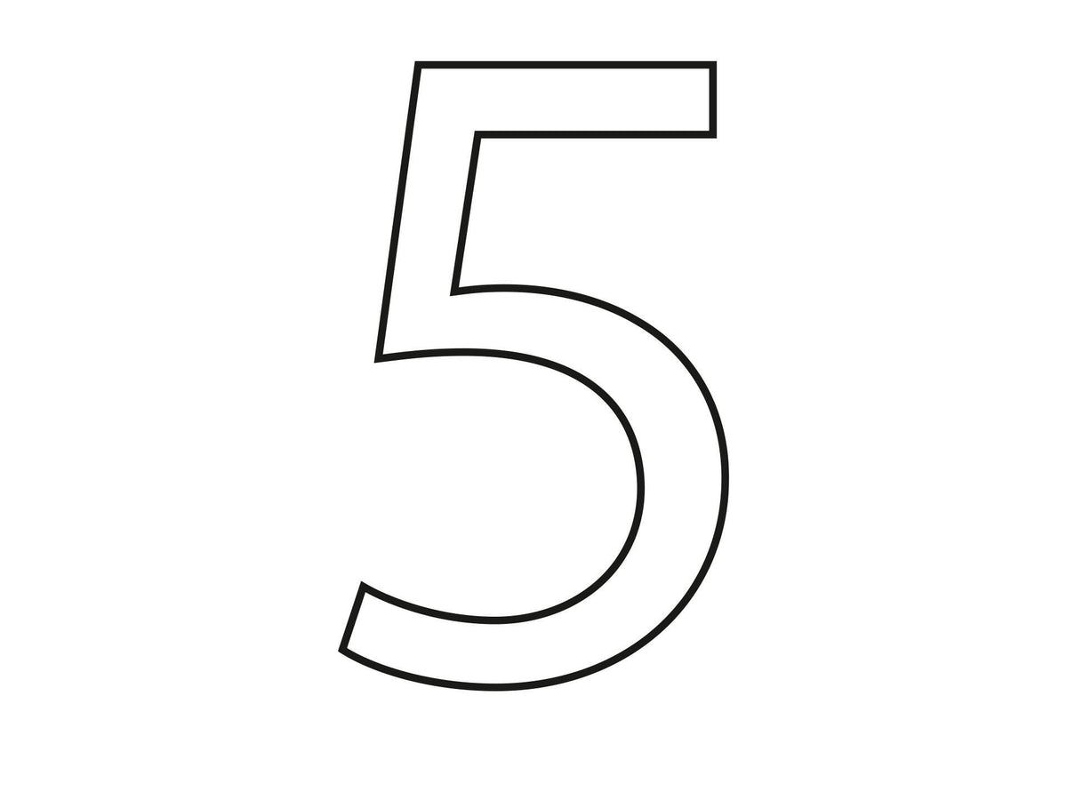 Cijfer 5 90mm wit