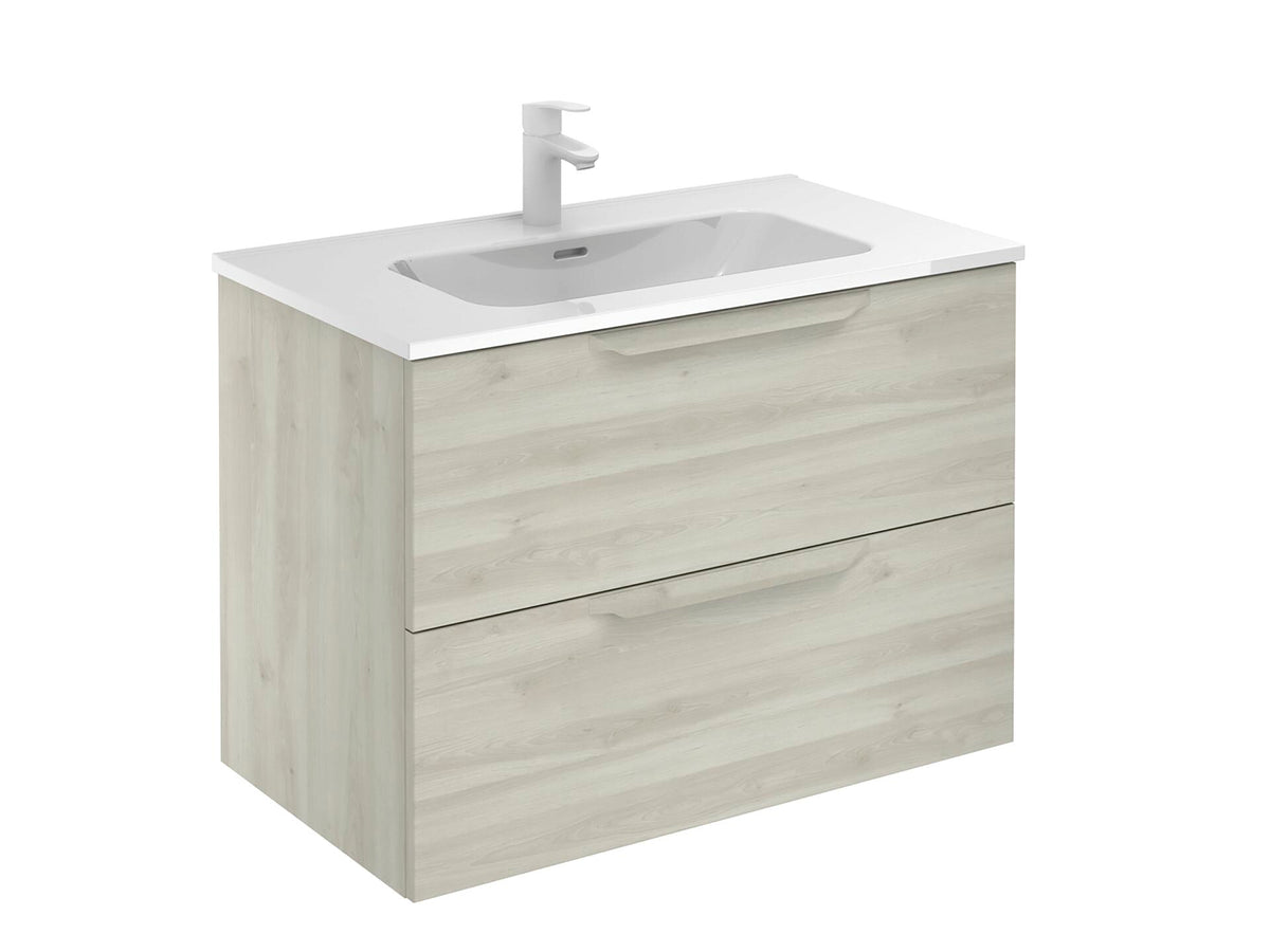 Lafiness City wastafelkast 80cm 2 lades blanco nature