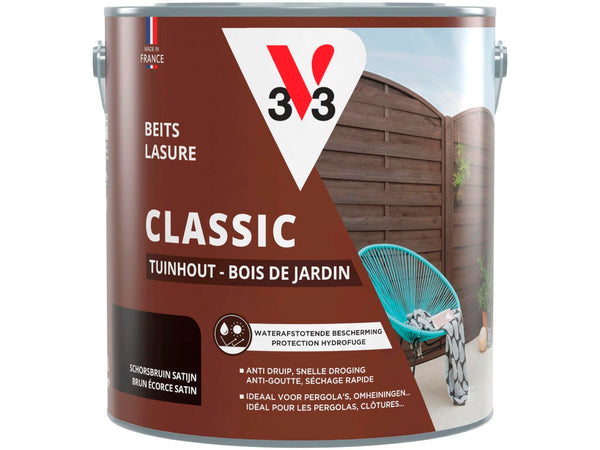 V33 Classic lasure bois de jardin 2,5l brun écorce