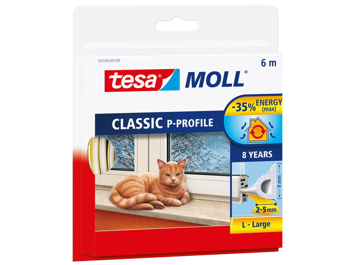 Tesa Classic tochtstrip P 6m 0,9cm wit