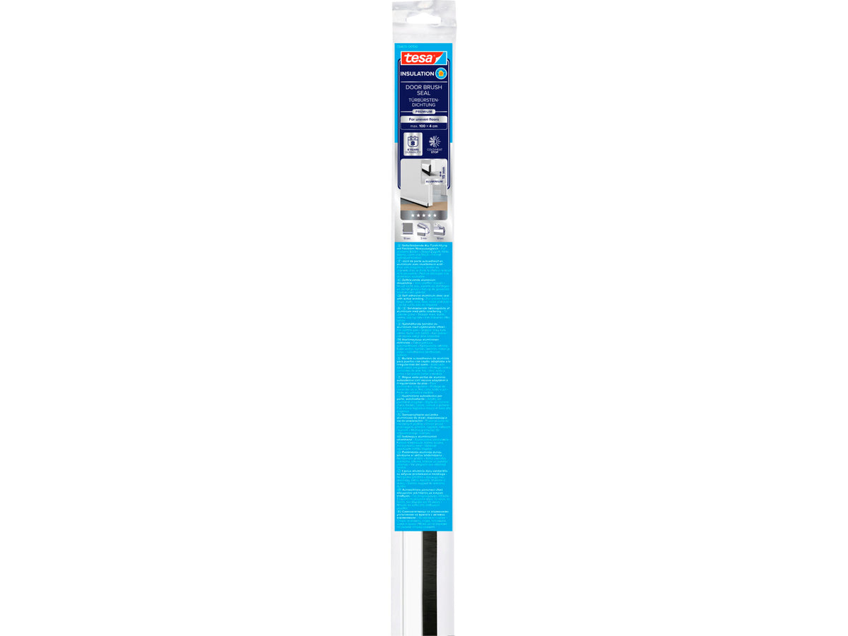 Tesa Comfort dorpelstrip 1m 4cm aluminium wit