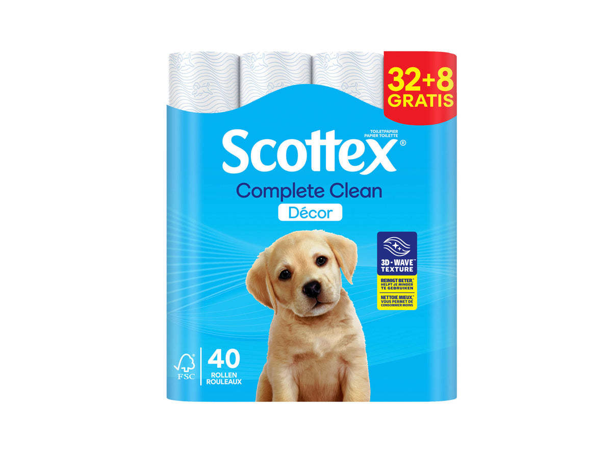 Scottex Complete Clean Décor WC-papier 32+8 gratis