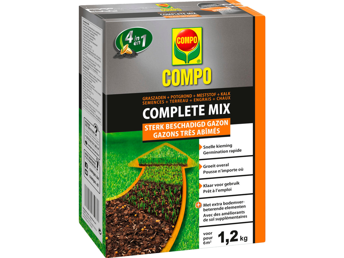 Compo Complete Mix voor sterk beschadigd gazon 1,2kg