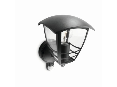 Philips Creek wandlamp 60W E27 met sensor zwart