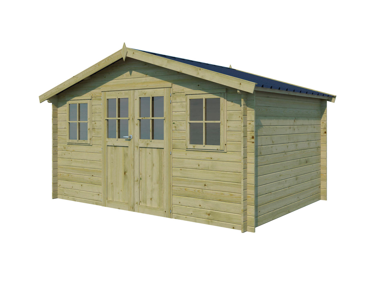 Gardenas Davos houten tuinhuis 415x295x248 cm blokhut geïmpregneerd anticondensbescherming