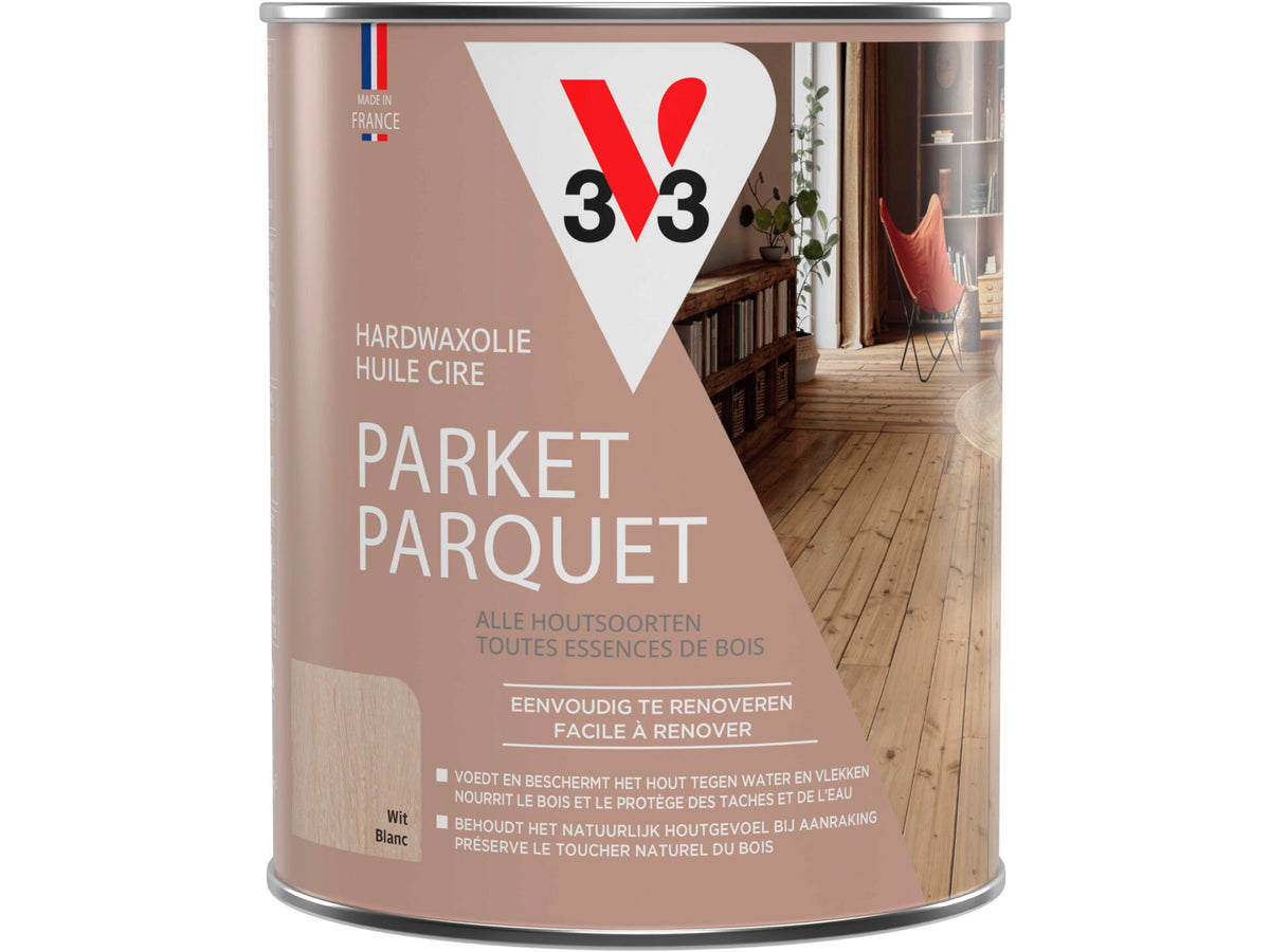 V33 Deco hardwaxolie parket mat 1l wit