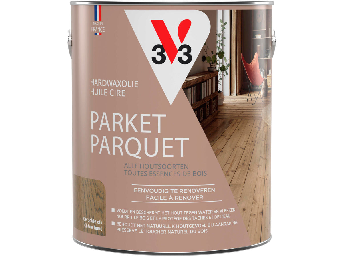 V33 Deco hardwaxolie parket mat 2,5l gerookte eik