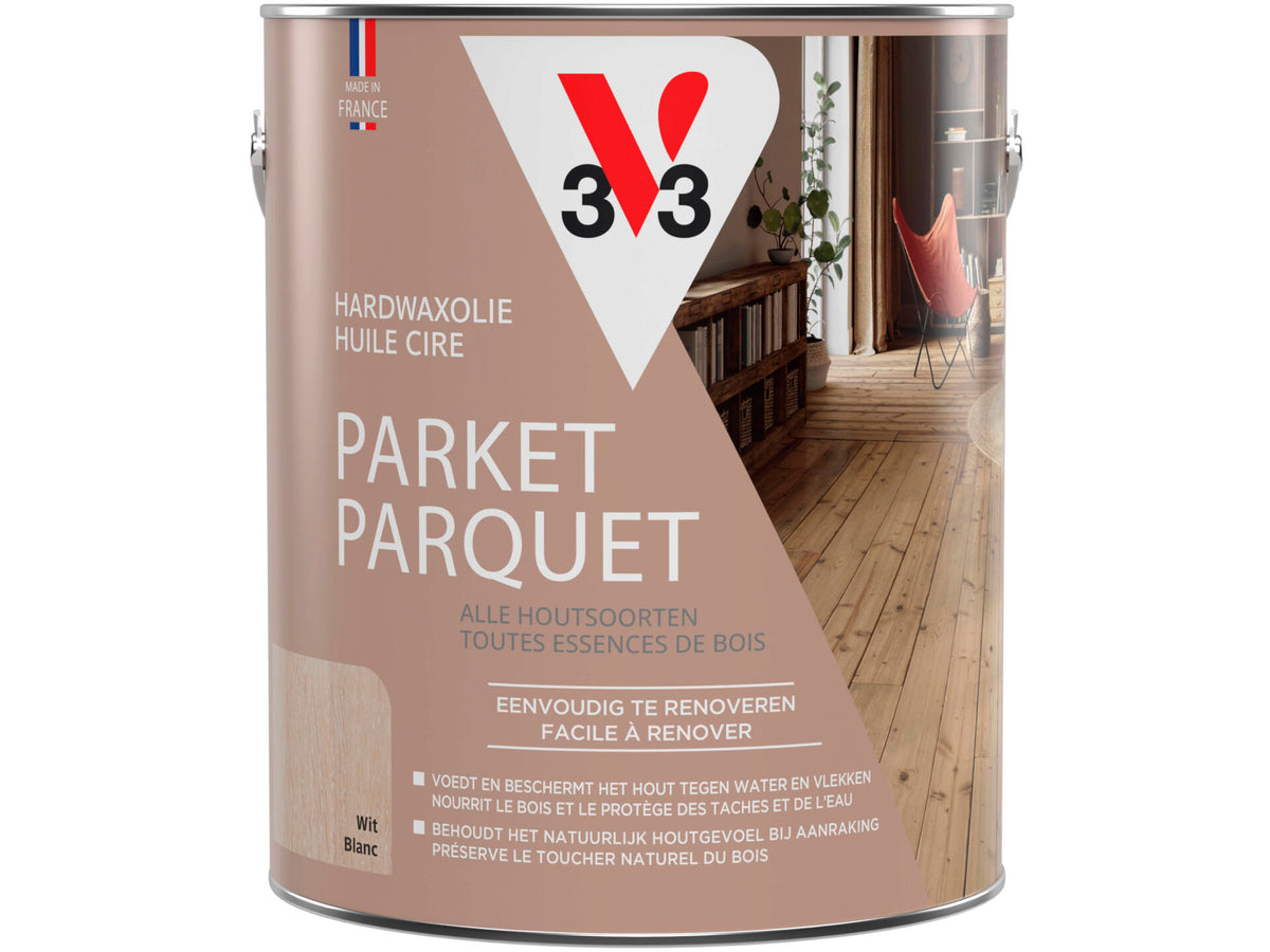 V33 Deco hardwaxolie parket mat 2,5l wit