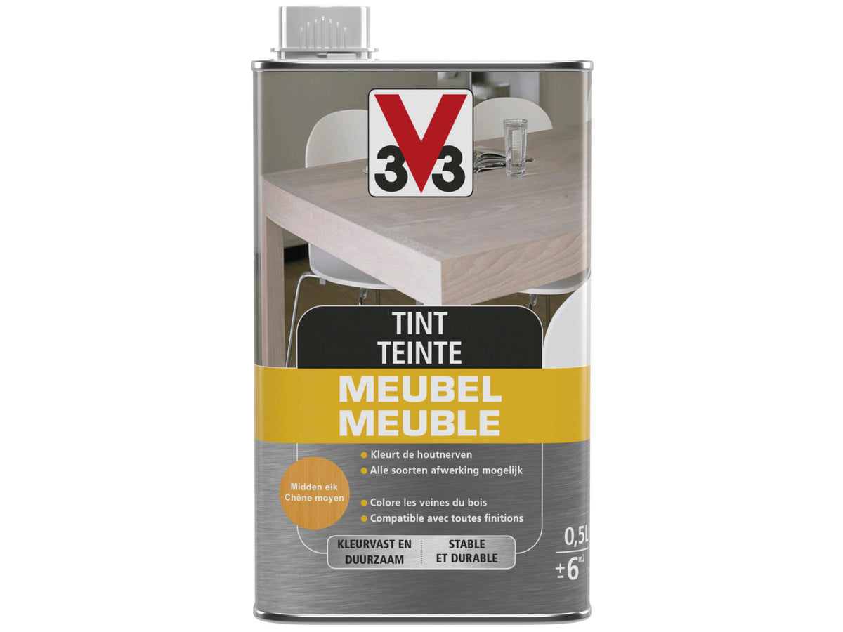 V33 Deco tint meubel mat 0,5l midden eik
