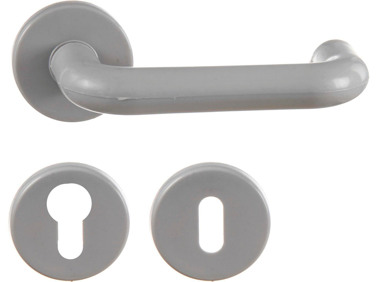 Deurklinkset op rozet 51mm kunststof grijs