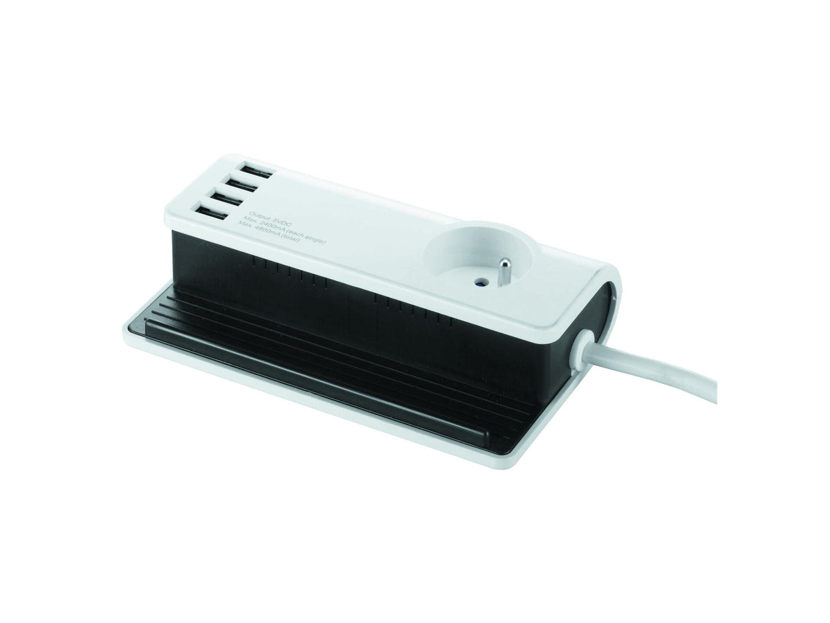 Profile Doorvoerstekker 4x USB 4,8A wit